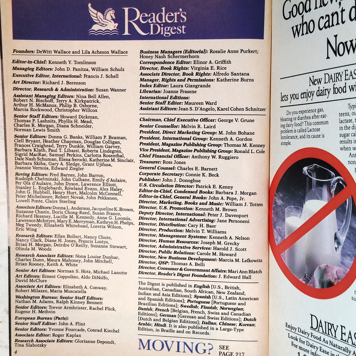 Reader's Digest March 1991 Magazine An Angel on High Vintage Back Issue