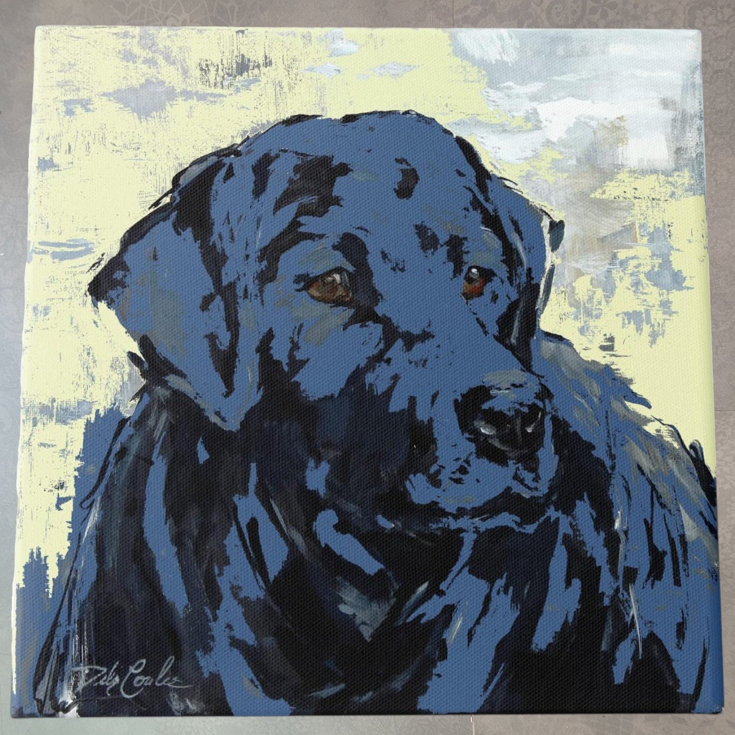 Blue Dog 17" x 17" Stretched Over Wood Canvas Art Print, Design by Debi Coules