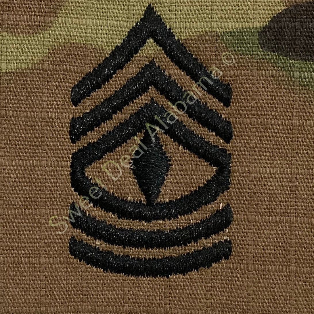 Embroidered 1st Sergeant E-8 OCP Sew-On Rank Uniform Insignia, Multi-Camo, 2 x 2