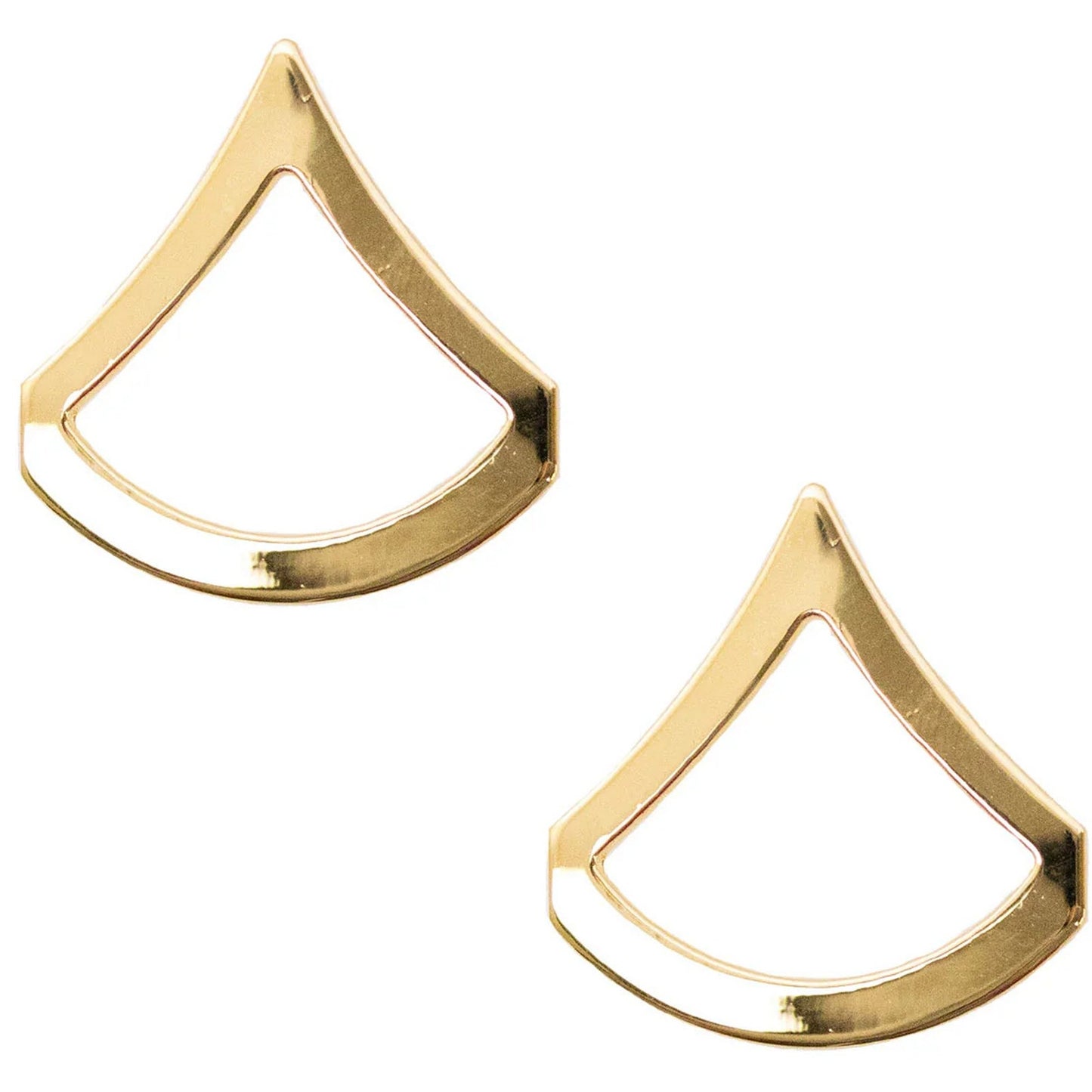 U.S. Army PFC Rank Novelty Hat Lapel Pins No‑Shine Gold Tone 13/16" × 3/4" Pair