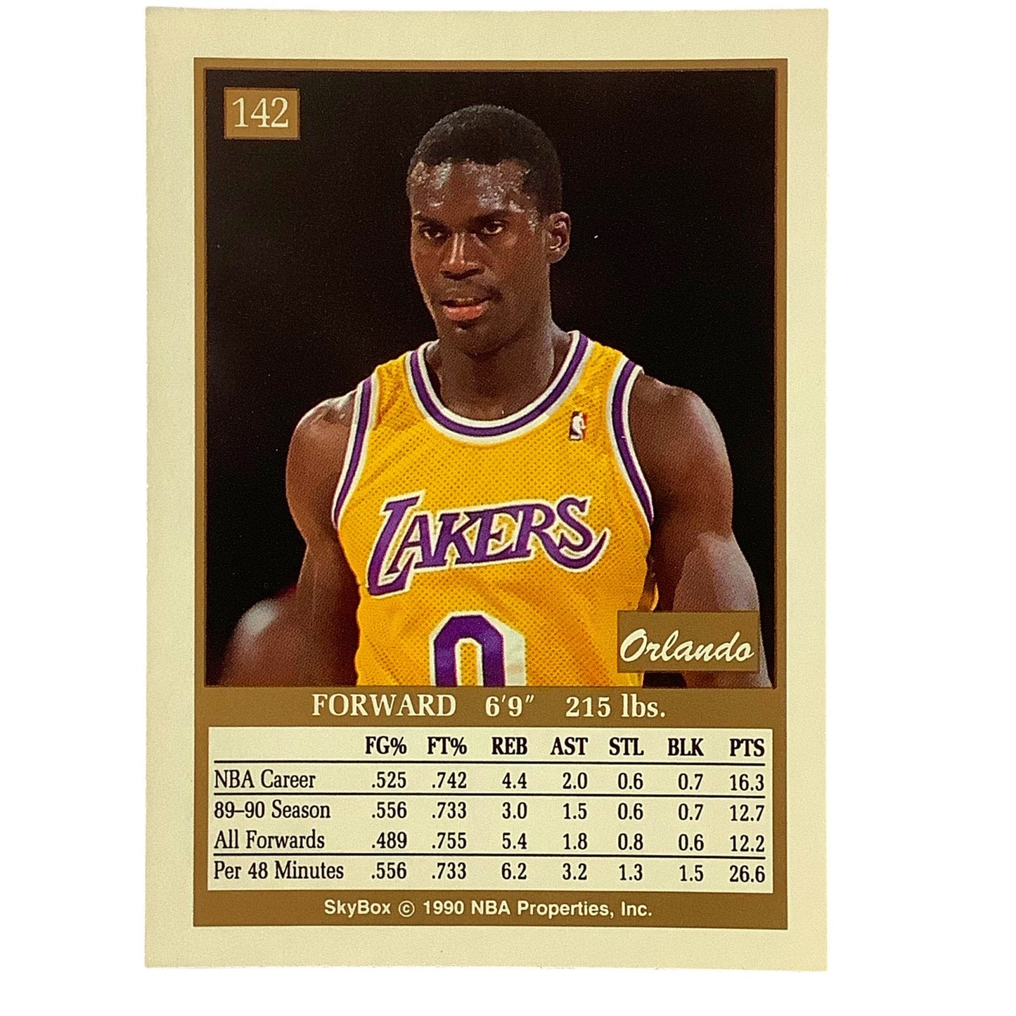 Orlando Woolridge, Card #142, Los Angeles Lakers, 1990 NBA Skybox NM+