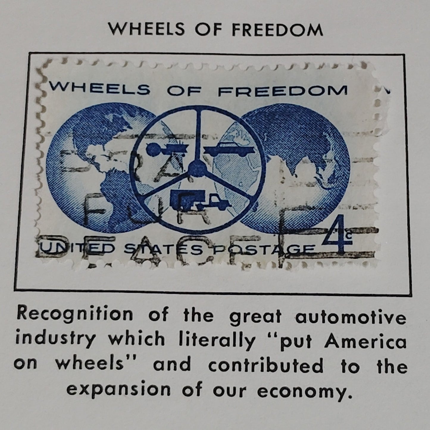 1960 Scott #1162 – 4¢ Wheels of Freedom / Automotive Industry Tribute – Canceled