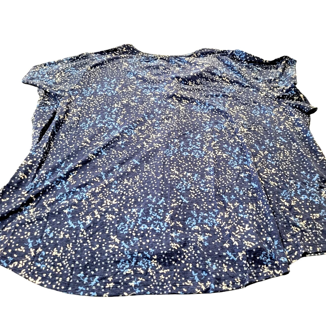 Liz Claiborne Women's Plus Size Split Crew Neck Short Sleeve Blouse, Indigo 5XL