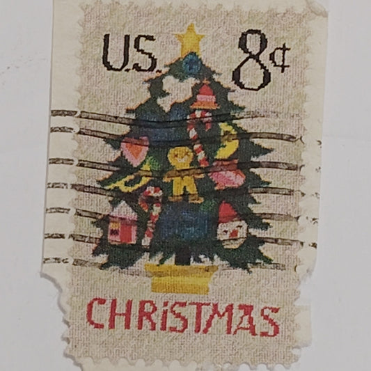 1973 Christmas Tree Stamp – 8¢ – Used – Needlepoint Design – Scott #1508