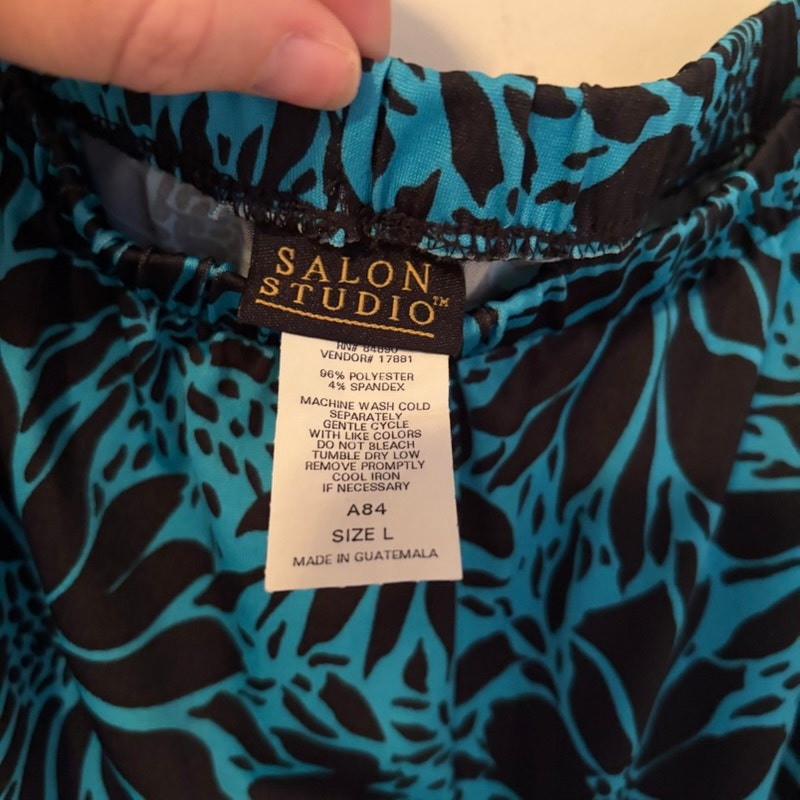 Lane Bryant Salon Studio 3-Piece Teal Floral Tank Pants Cardigan Set L/14-16