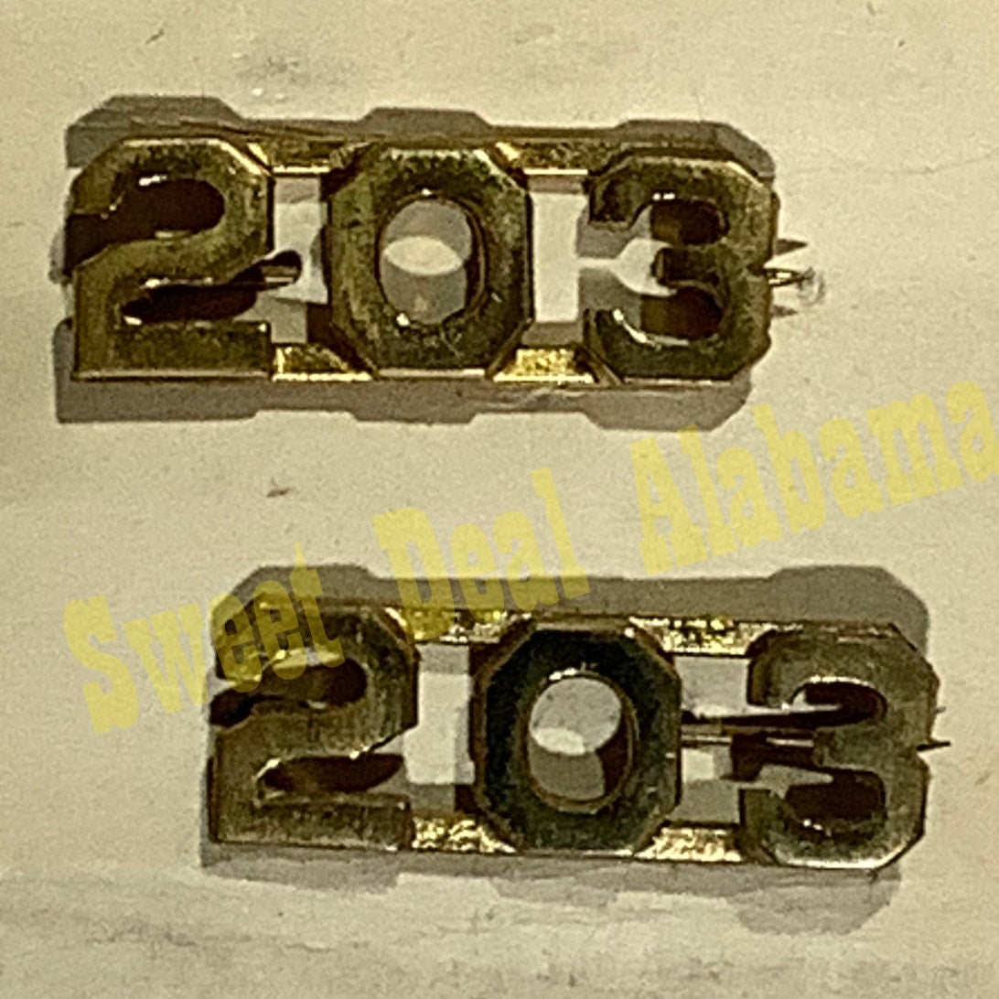 Early/Mid 1900s Brass C-Clasp "203" Collar Devices 3/8"H Hat / Lapel Pins Set