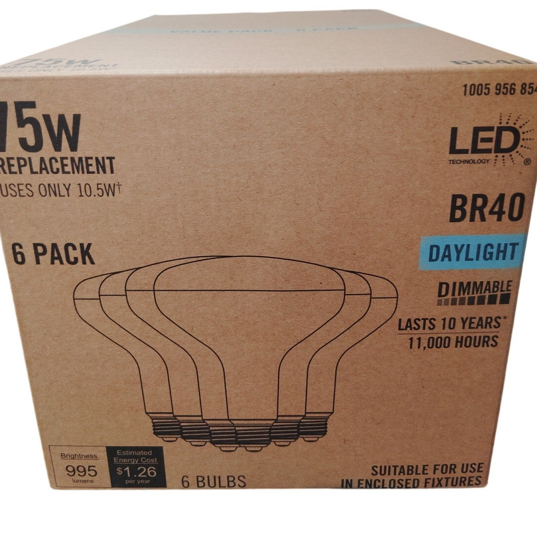 75-Watt Equivalent BR40 CEC Dimmable LED Light Bulb Daylight (6-Pack)