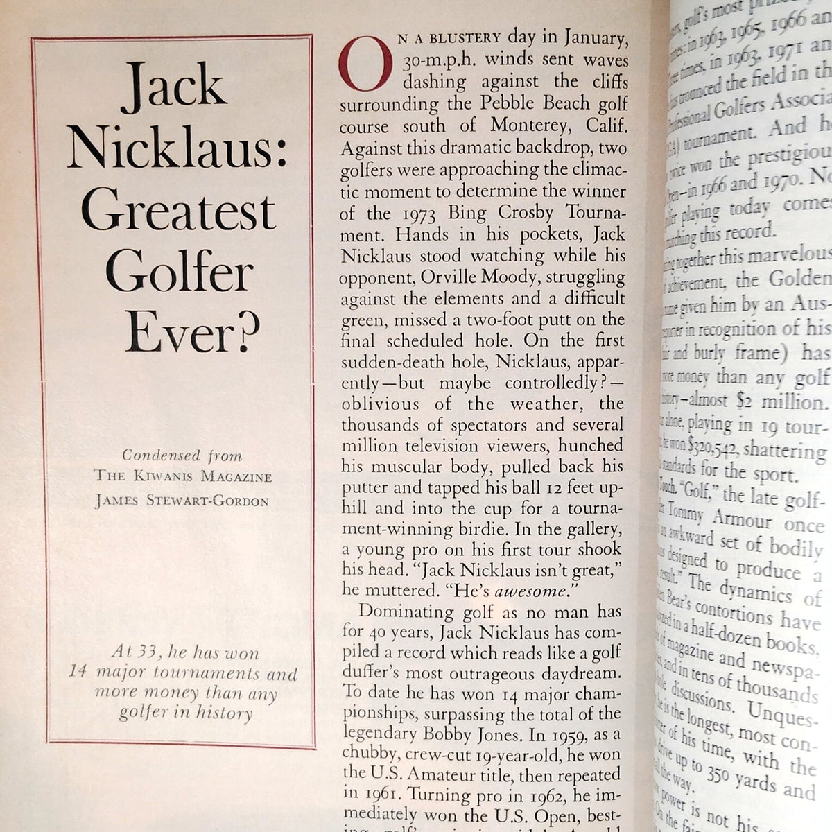 VTG Reader's Digest October 1973 Magazine - Maine Coast Cover Art, Jack Nicklaus