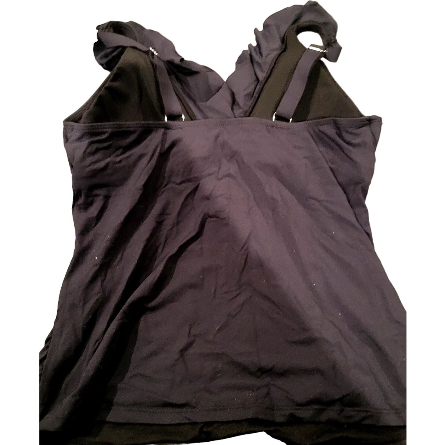 Yonique Tankini Top Only Tummy Control Top Ruffle Swimsuit Top V-Neck, M (8-10)