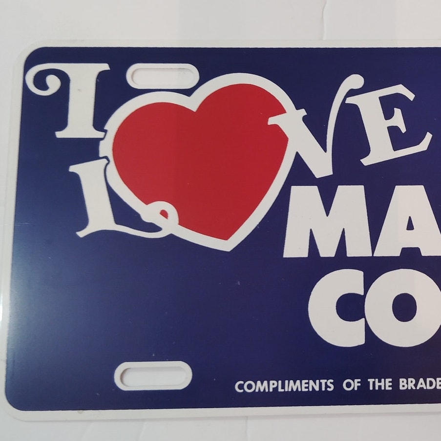 Vintage "I Love Manatee County" Car Tag - Bradenton Herald Promotional Plate
