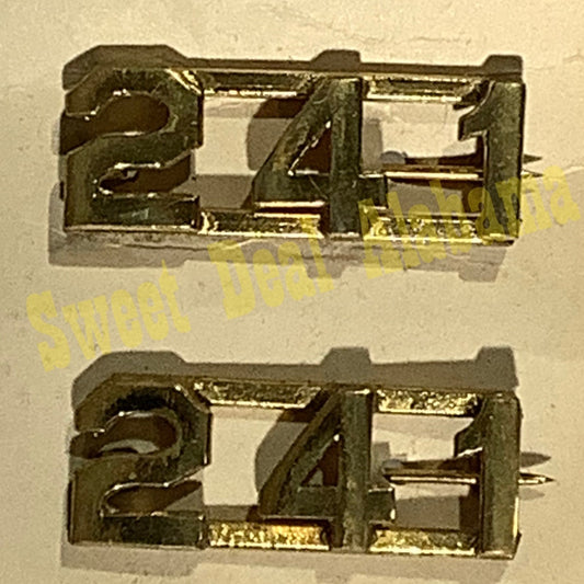 Early/Mid 1900s Brass C-Clasp "241" Collar Devices 3/8"H Hat / Lapel Pins Set