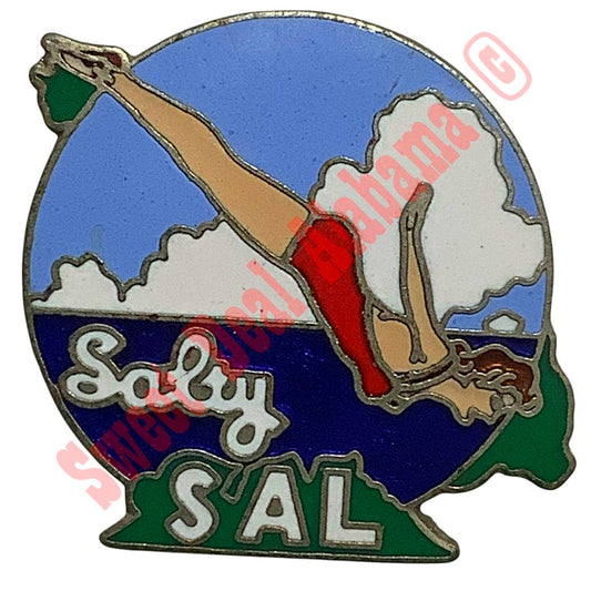 Salty Sal Aviator Hat Lapel or Tie Pin 1-1/8"H x 1-1/8"W WWII Aviator's Nose Art