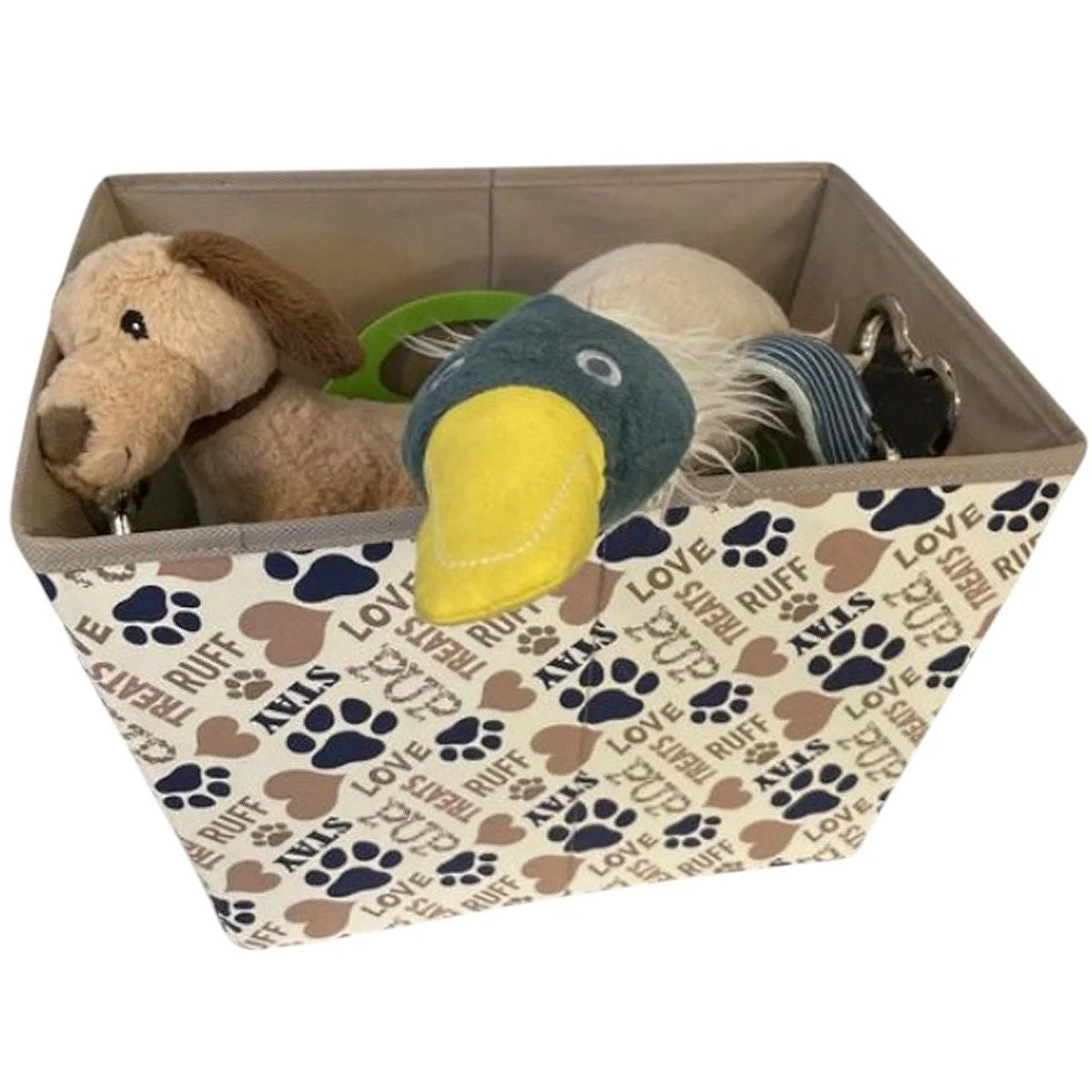 Frisco Rectangle Collapsible Pet Toy Storage Bin Novelty Paws 14.25 × 10.5 × 10