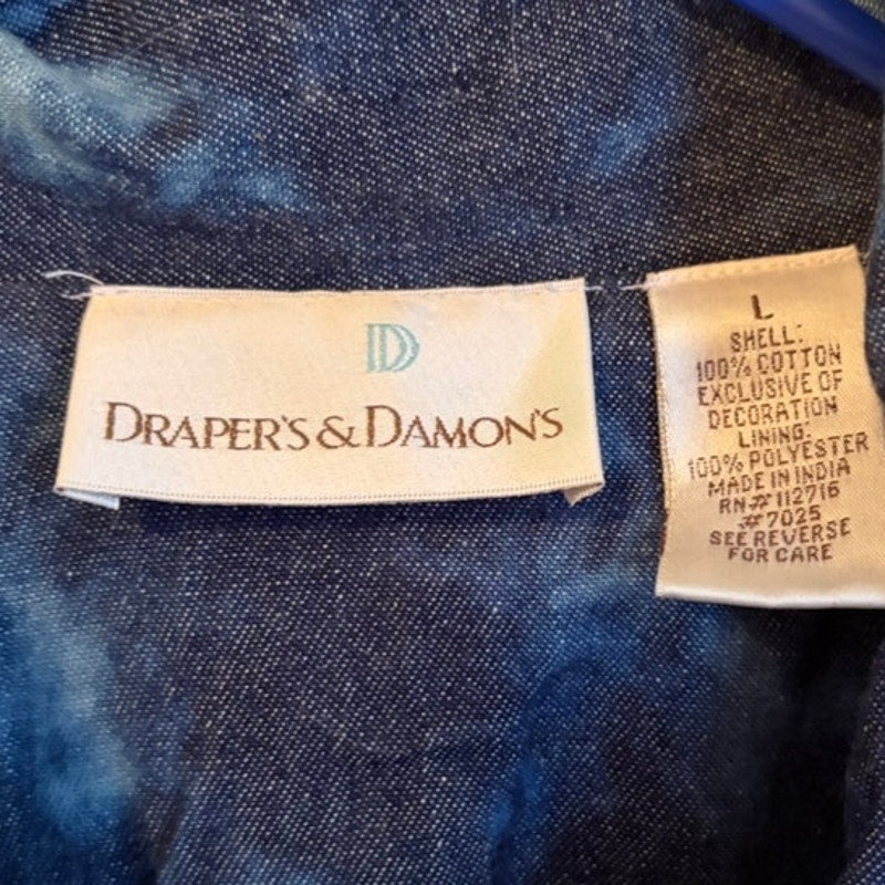 Draper's & Damon's L Blue Multi Abstract Art To Wear Long Sleeve Jacket