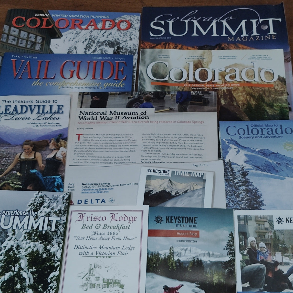 Colorado Travel Ephemera Lot - Keystone Vail Frisco Leadville Souvenirs 2010-11