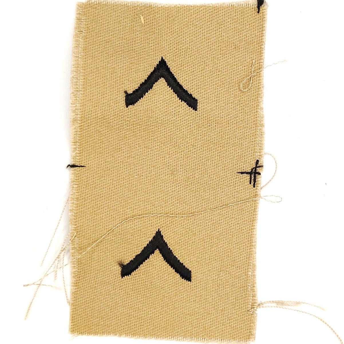US Army PV2 E‑2 Rank Patch Pair Desert Subdued Tan 4" × 2" Raw‑Edge Vintage