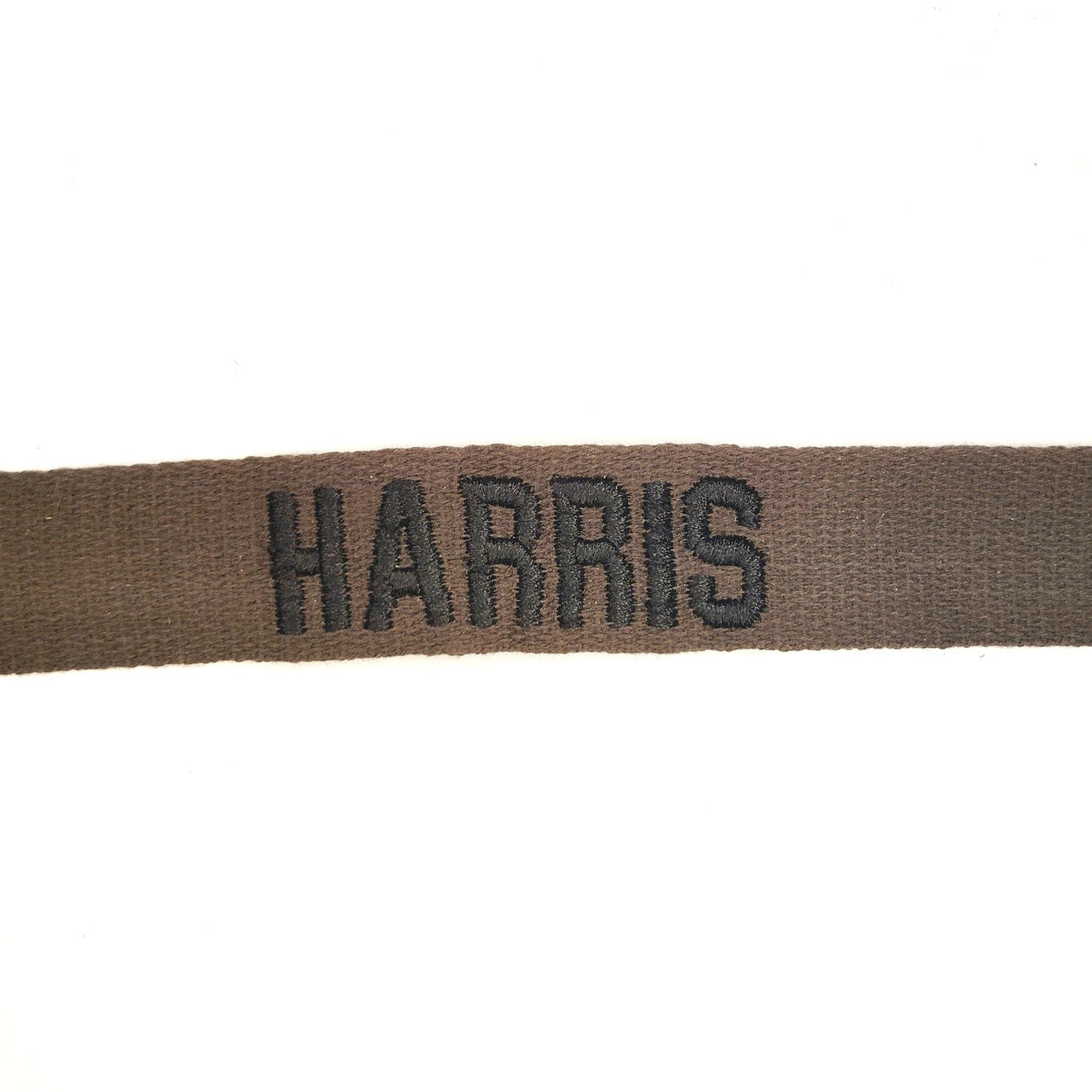 Vintage OD Green Embroidered "HARRIS" Uniform Name Tape 7.5 in. x 1 in. Sew-On
