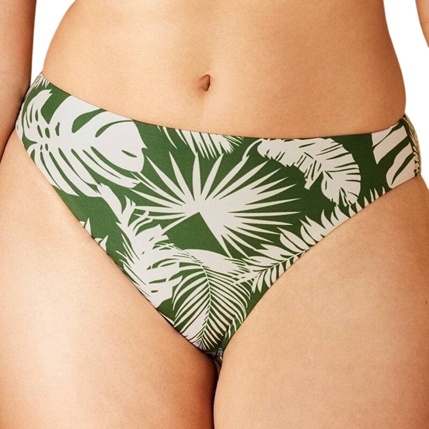 Reversible Shade & Shore MD. Reversible Palm Print High‑Leg Bikini Bottom Green