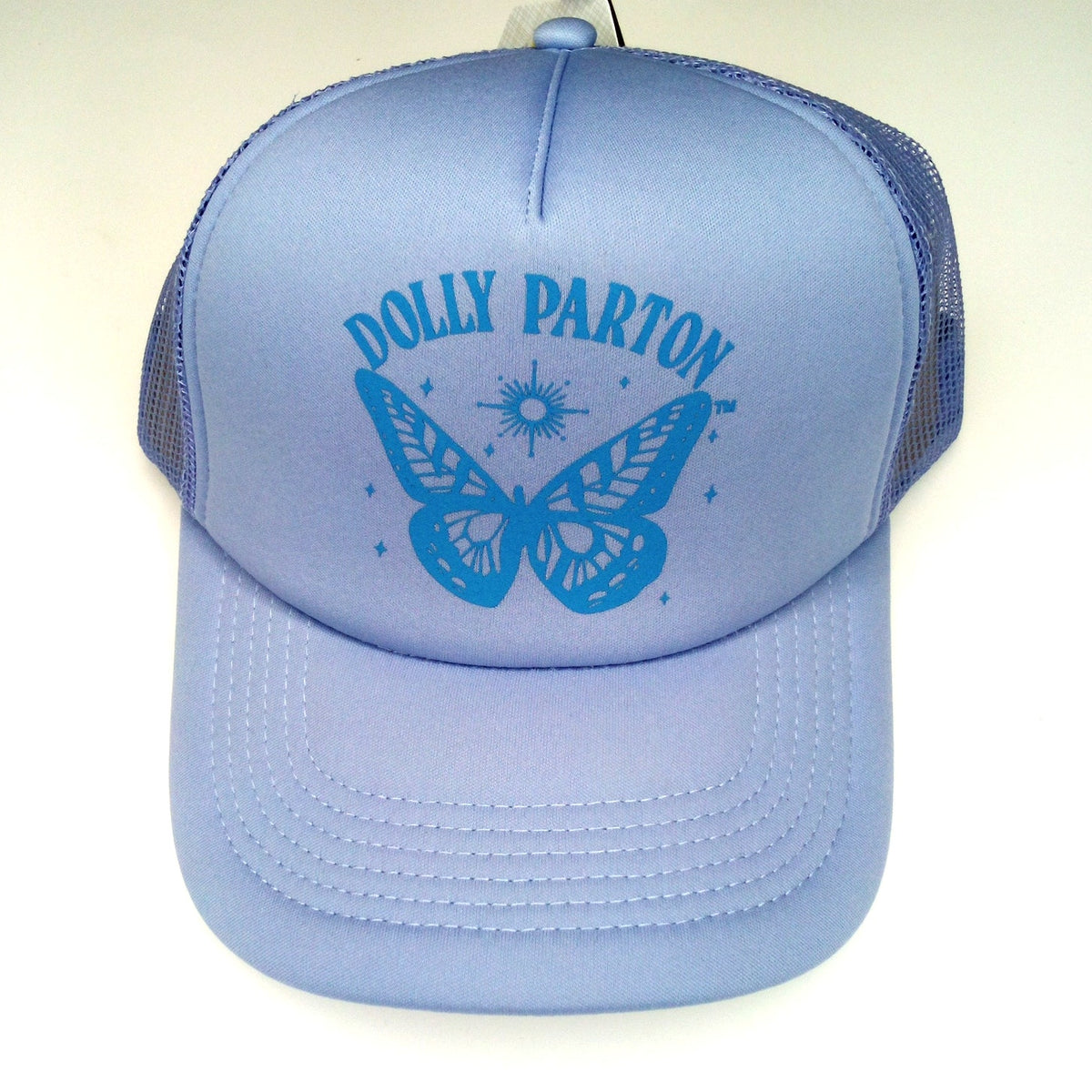 Dolly Parton Butterfly Logo Trucker Cap Light Blue Mad Engine New