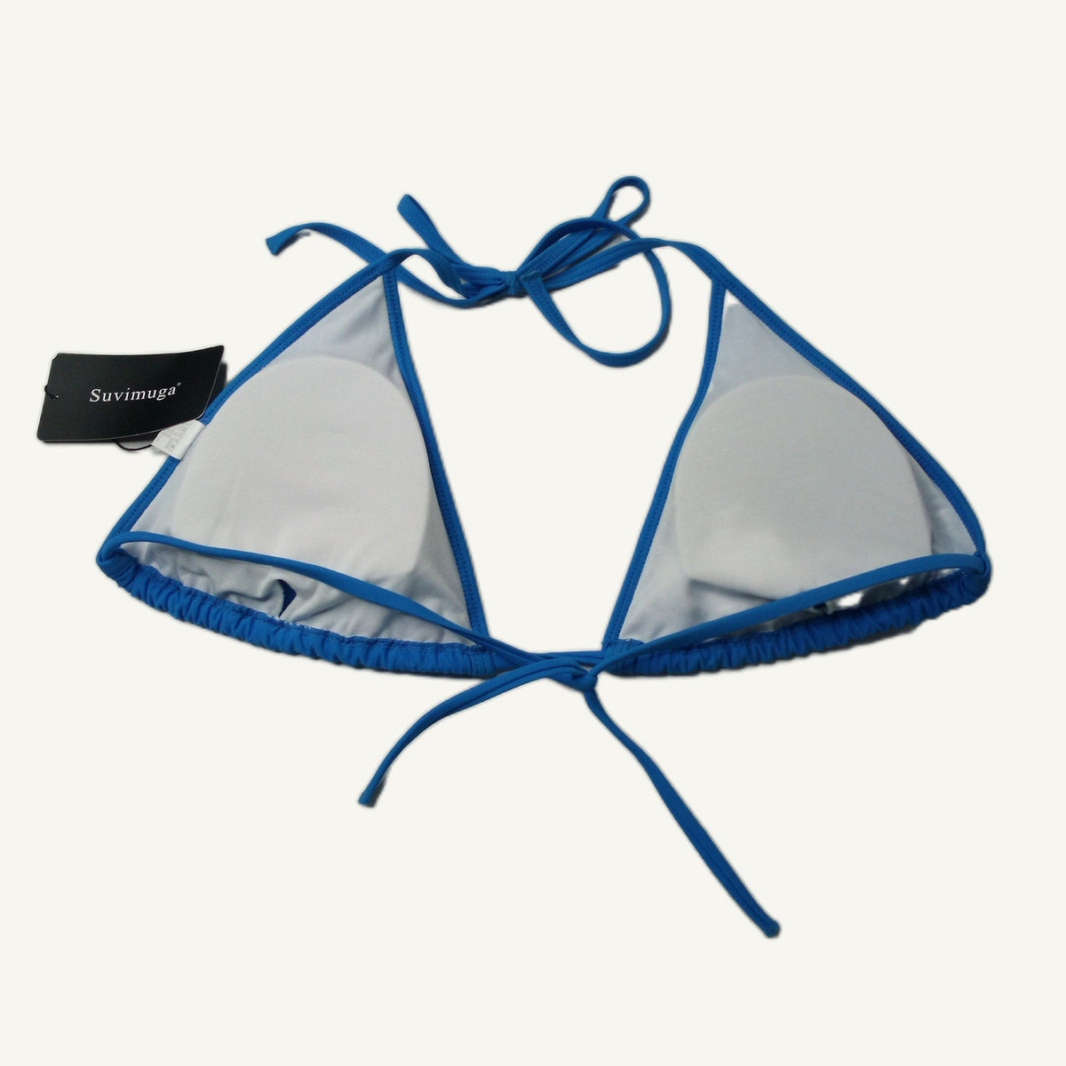 Suvimuga Blue Triangle Bikini Top Size XL Halter Tie Padded Swim Top NWT