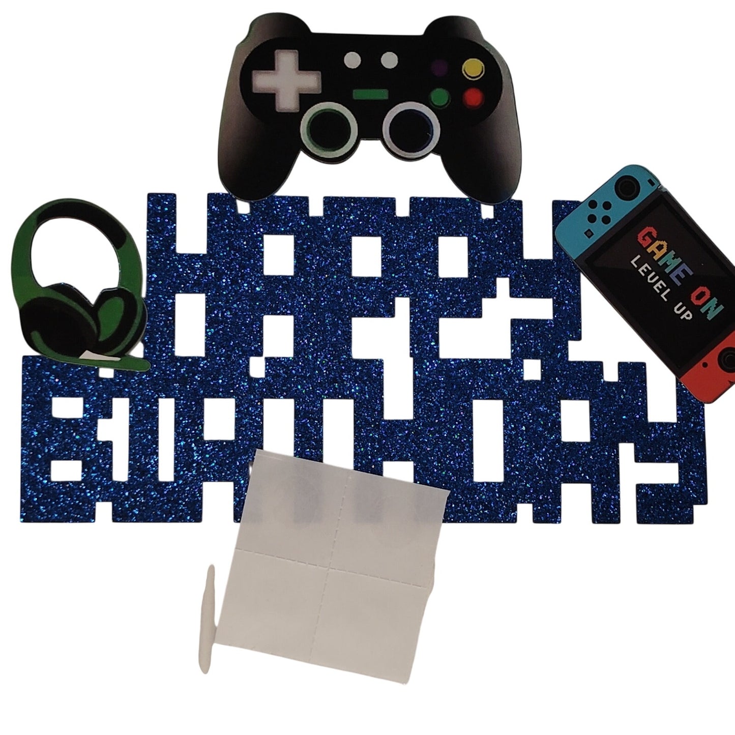 Gaming Cake Topper – Game On Level Up Party Decoration – NIP - 5-1/8" x 7-5/8"