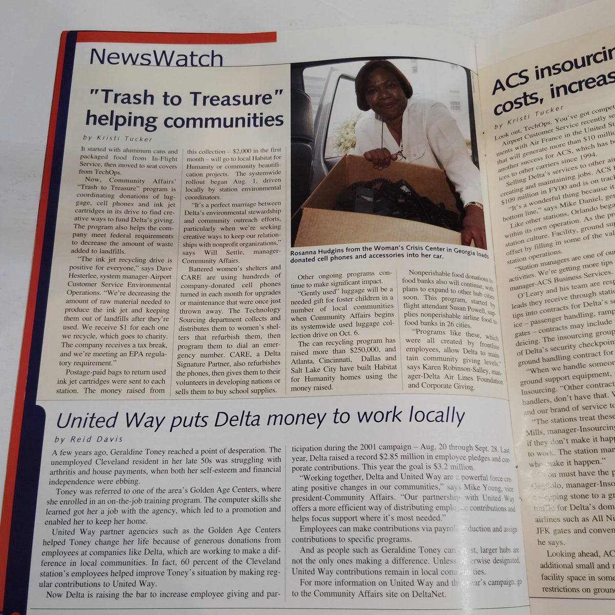 Delta News Digest - August 27, 2001 - ACS Insourcing - Vintage Airline Magazine