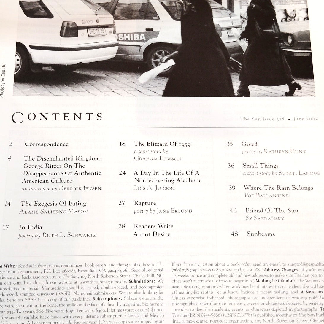 The Sun Magazine - June 2002, Issue 318 - Vintage Literary Periodical