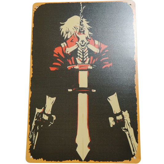 Retro 12x8 Tin Sign – Dante Devil May Cry Fan Art Poster – Wall Décor for Gamers