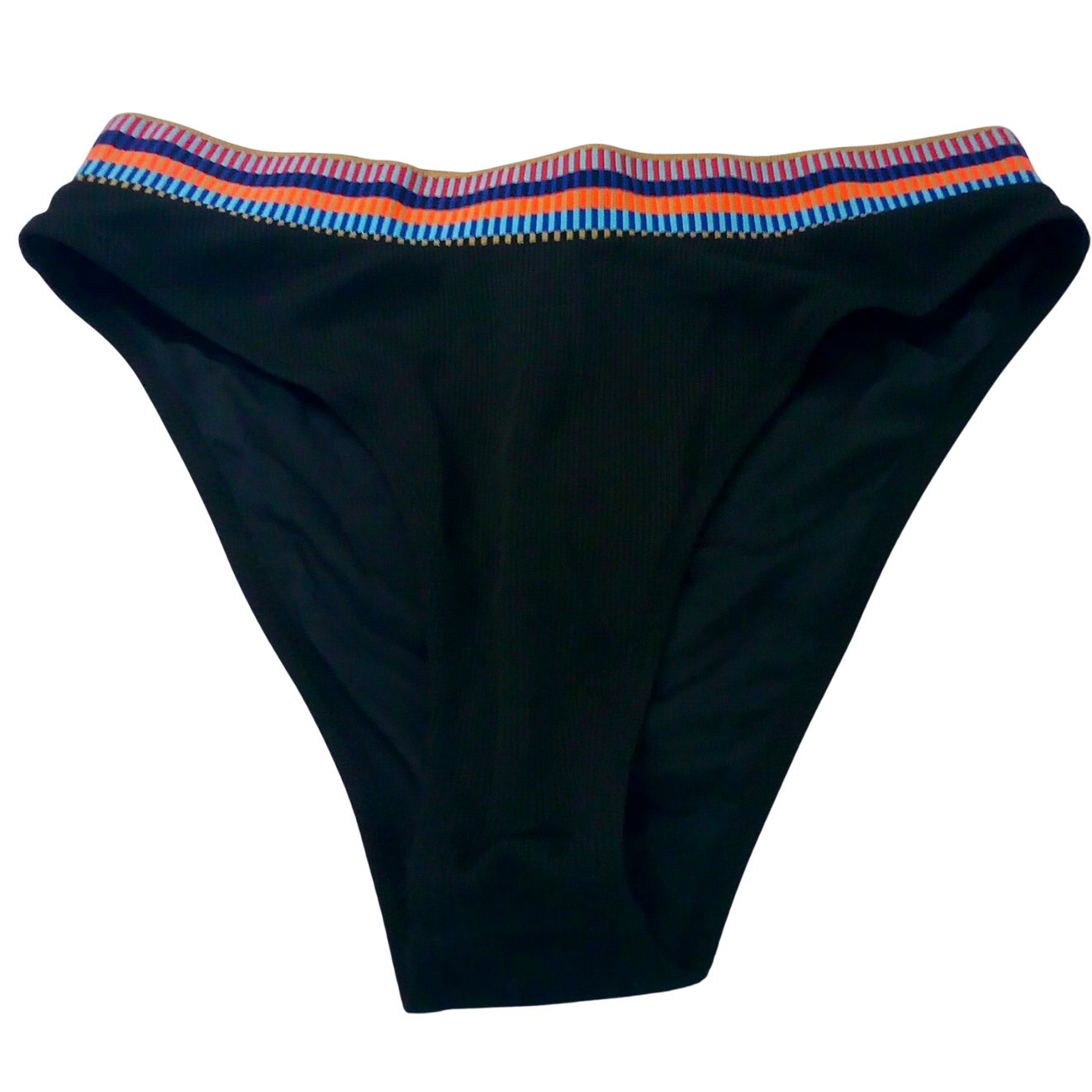 Hilinker Black Bikini Bottoms Women’s Small Color Stripe Waist Swim