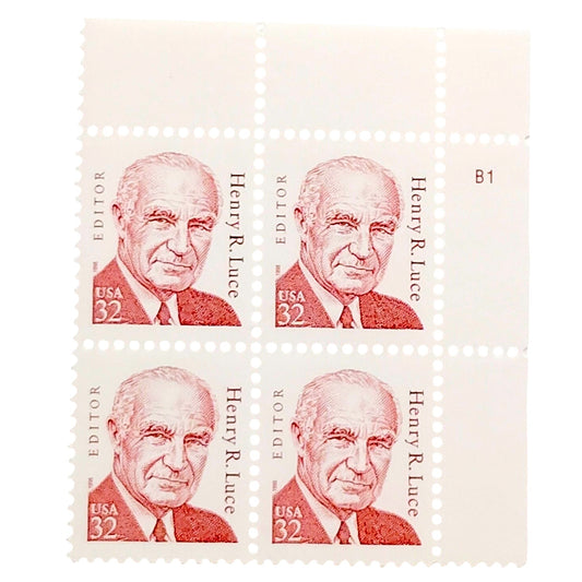 Block of 4 – 1998 USA 32¢ Henry R. Luce MNH Scott 2935 Great Americans