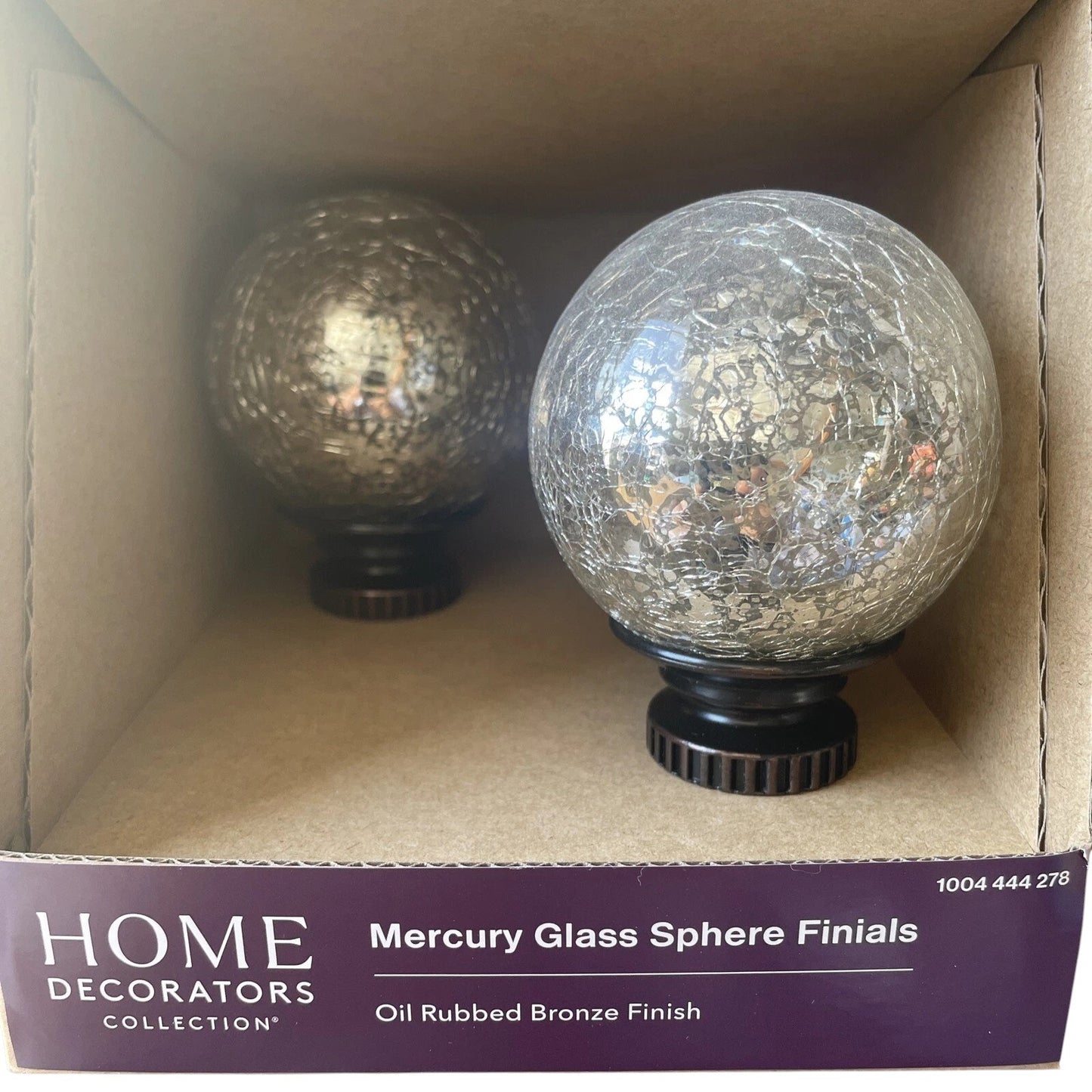Home Decorators Collection Mercury Glass Sphere Curtain Rod Finials – Oil-Rubbed Bronze (Set of 2)