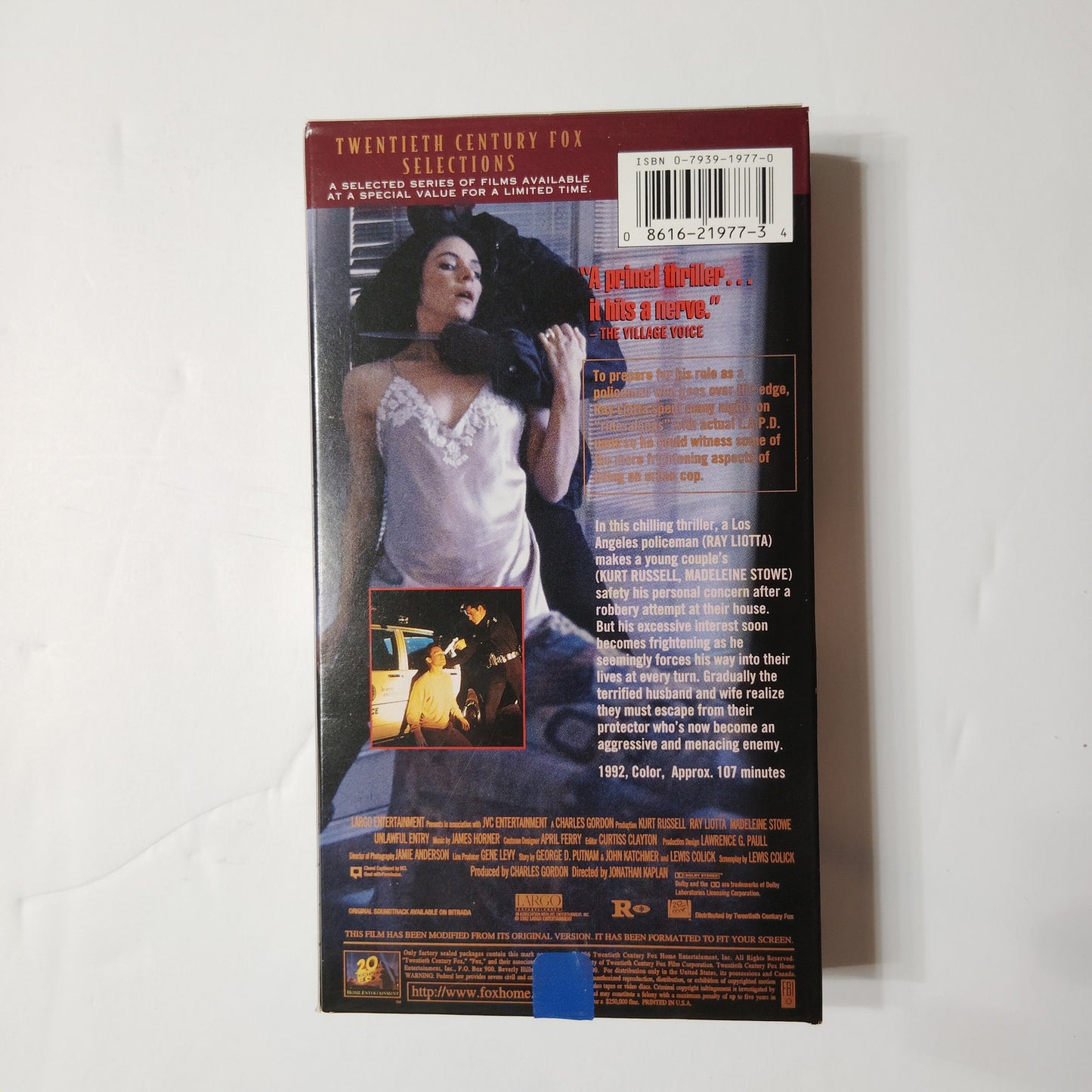 Unlawful Entry VHS 1992 Kurt Russell Madeleine Stowe Ray Liotta Thriller Vintage