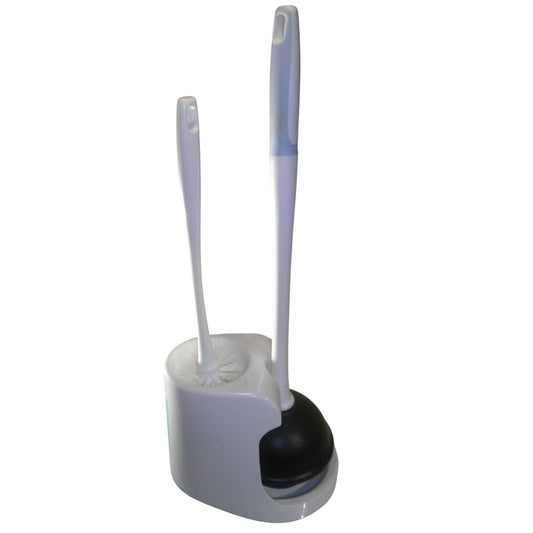 Smartly Toilet Brush & Plunger Combo Set with Holder, White