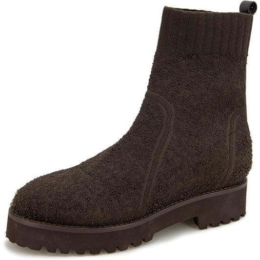 André Assous Pisces Bootie, Chocolate, Womens 7M, Sock Knit Ankle Boot, AA2PIS21