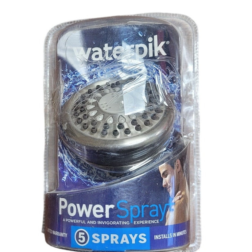 Waterpik 5-Spray 3.8 in. Wall Mount Low Flow Fixed Shower Head, Brushed Nickel