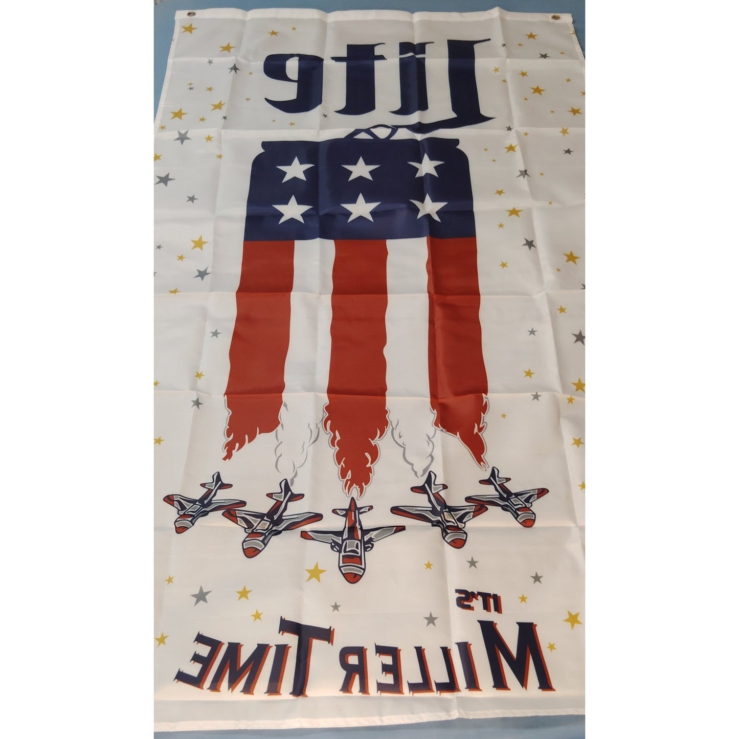 Miller Lite Patriotic Flag Tapestry, It’s Time Design 3x5 ft Beer Banner Polyester