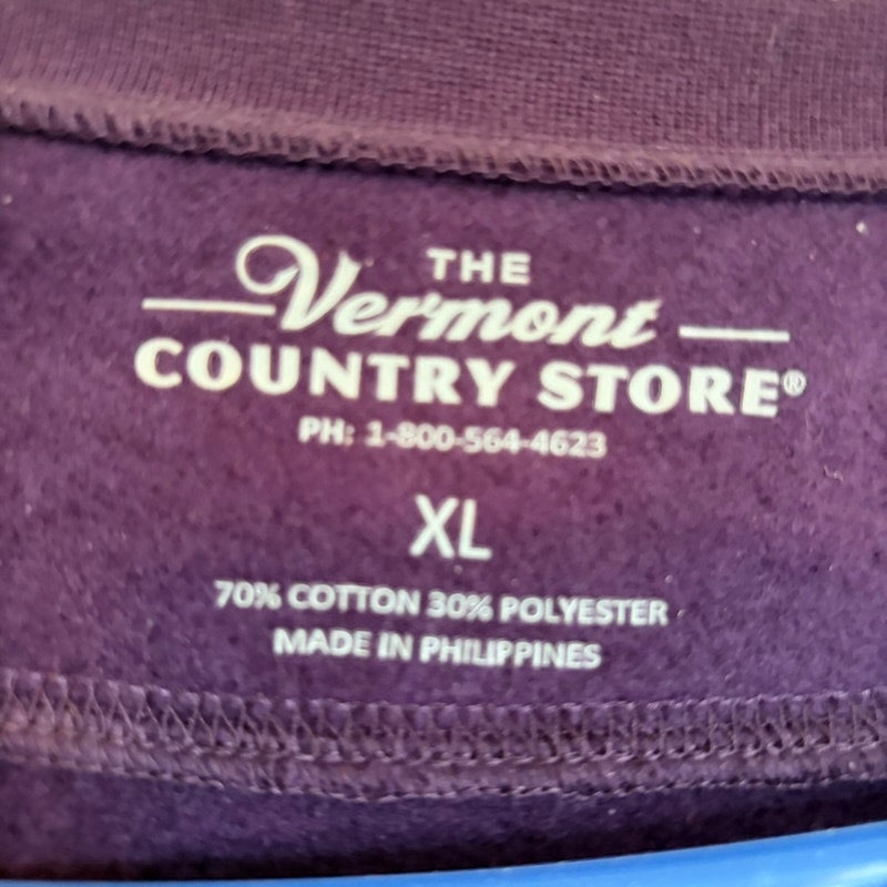 The Vermont Country Store Women's Purple Sweat Set XL Henley Top & Pants