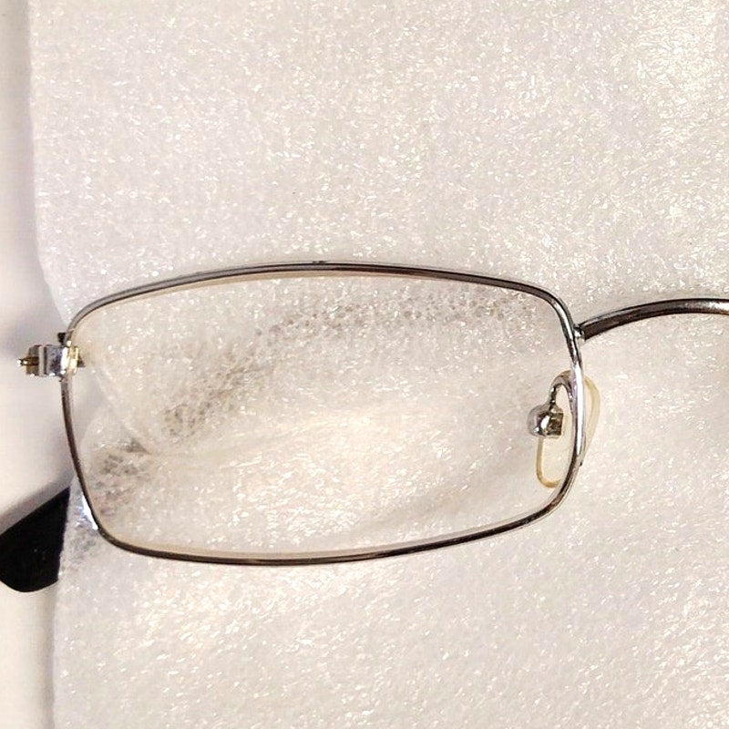 VTG Silver Full‑Rim Rectangular Metal Reading Glasses +3.00 Unbranded