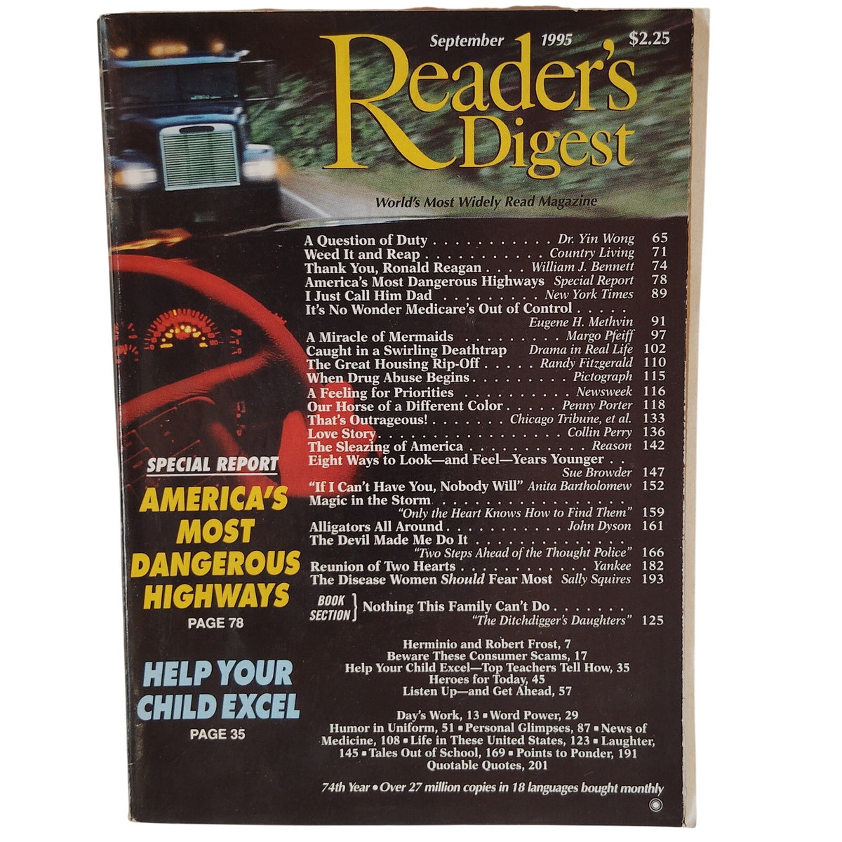 Reader's Digest Magazine September 1995 - America's Most Dangerous Highways