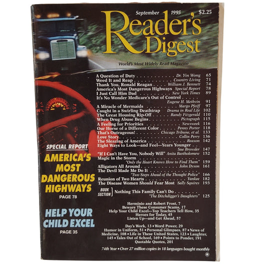 Reader's Digest Magazine September 1995 - America's Most Dangerous Highways