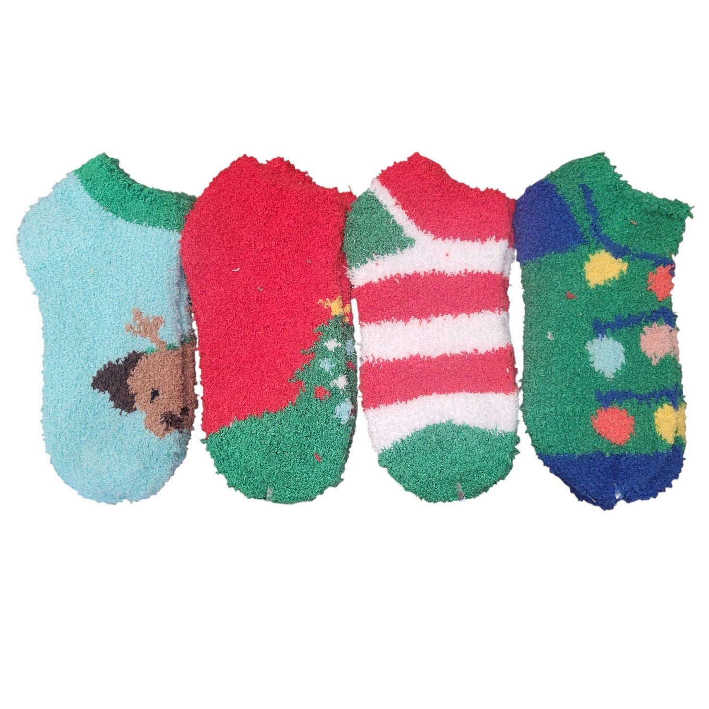 4-Pack Cozy Terrycloth Holiday Socks for Kids – Size 7–8.5