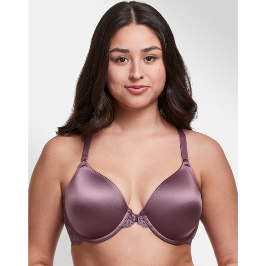 Maidenform One Fab Fit Lace Front Closure T-Back Bra – Currant Purple – 34C