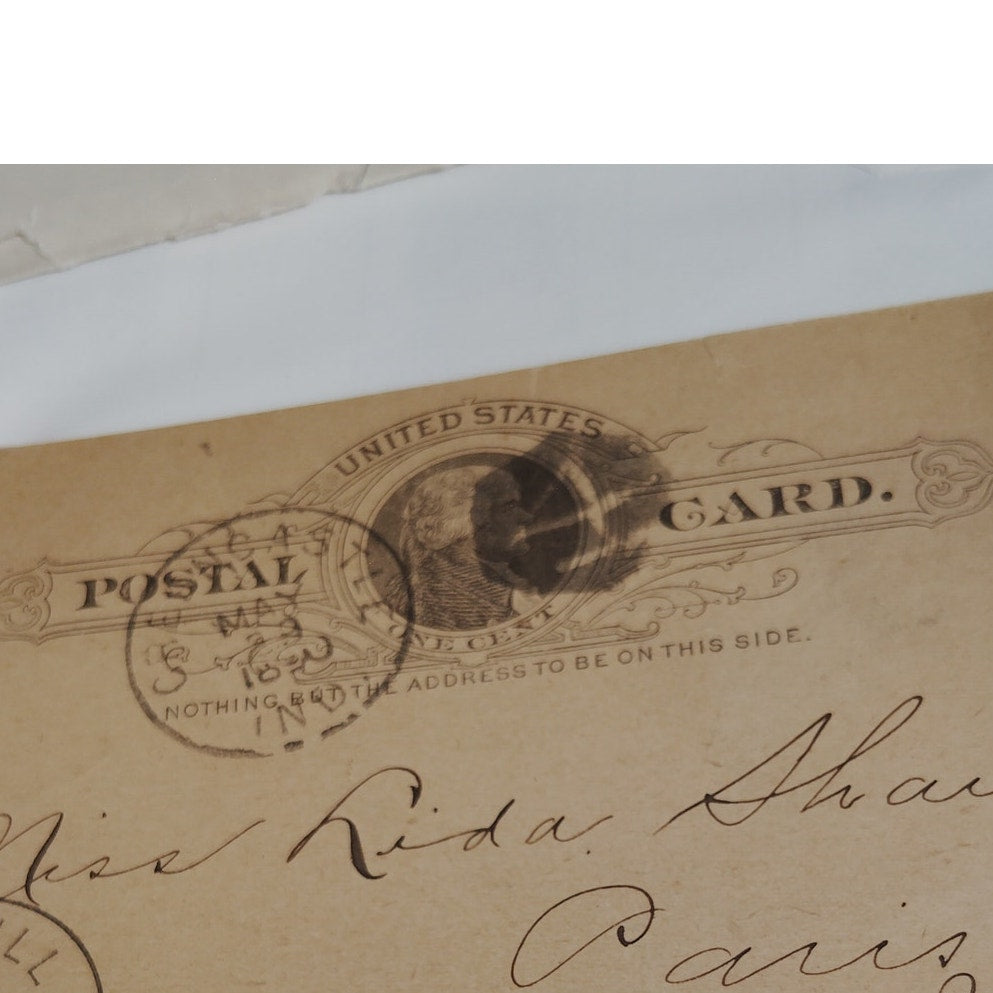 1890 U.S. Postal Card, 1¢ Thomas Jefferson, Used, Greencastle, Ind to Paris, Ill