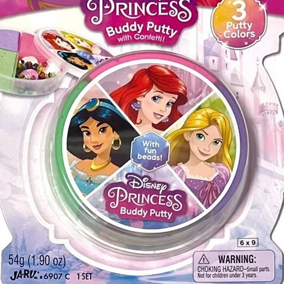 Disney Princess Buddy Putty – 1 Pack w/ Confetti, 3 Colors, Fun Beads, Ages 4+