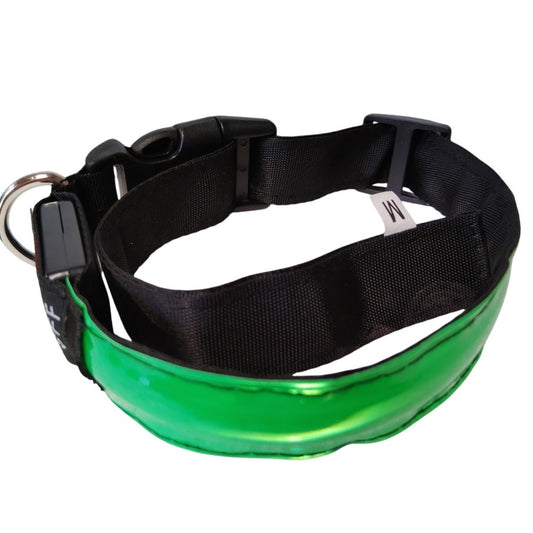 Light-Up Neon Green Dog Collar, 3 Choice Settings, Size Medium