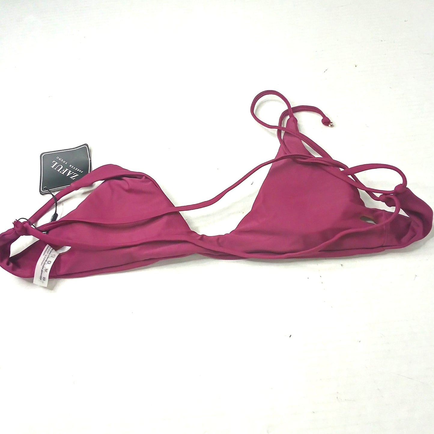Zaful Burgundy Triangle Bikini Top Nylon Spandex Women’s Swim Top Small (4)