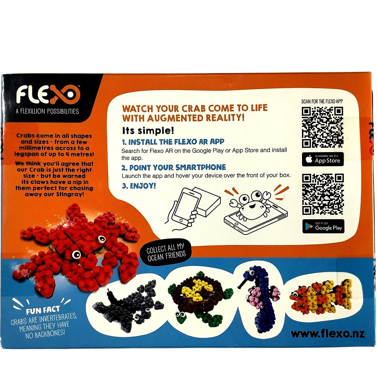 Flexo Toy Building Brick Set w/ Flexible 3D Blocks Crab Design, Stem Learning 7+