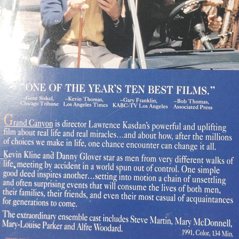 Grand Canyon VHS 1992 Kevin Kline Danny Glover Steve Martin Drama