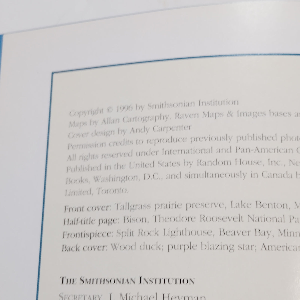 Smithsonian Guides Natural America Northern Plains MN ND SD Softcover - LN 1996