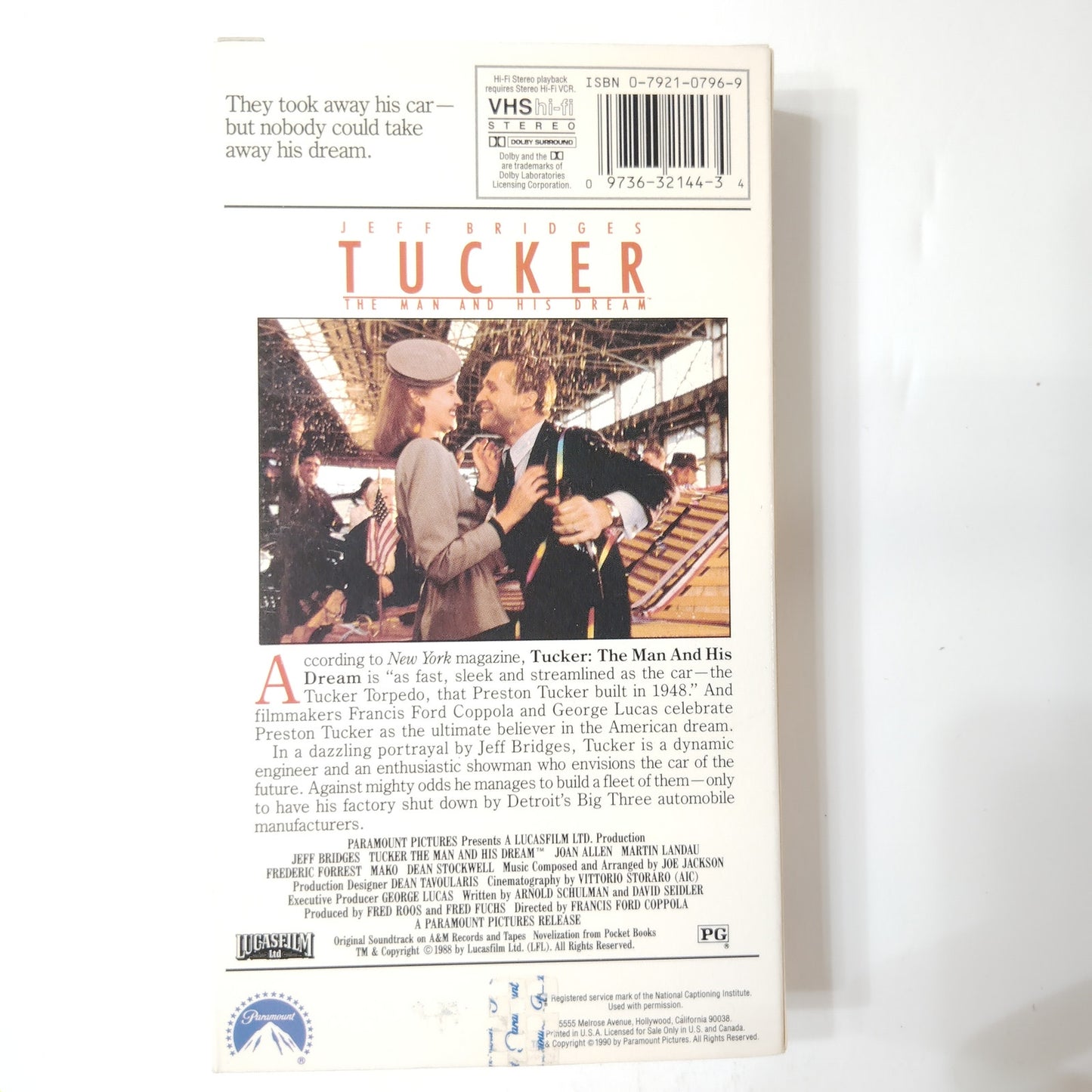 Tucker The Man and His Dream VHS 1988 Jeff Bridges Francis Ford Coppola Drama